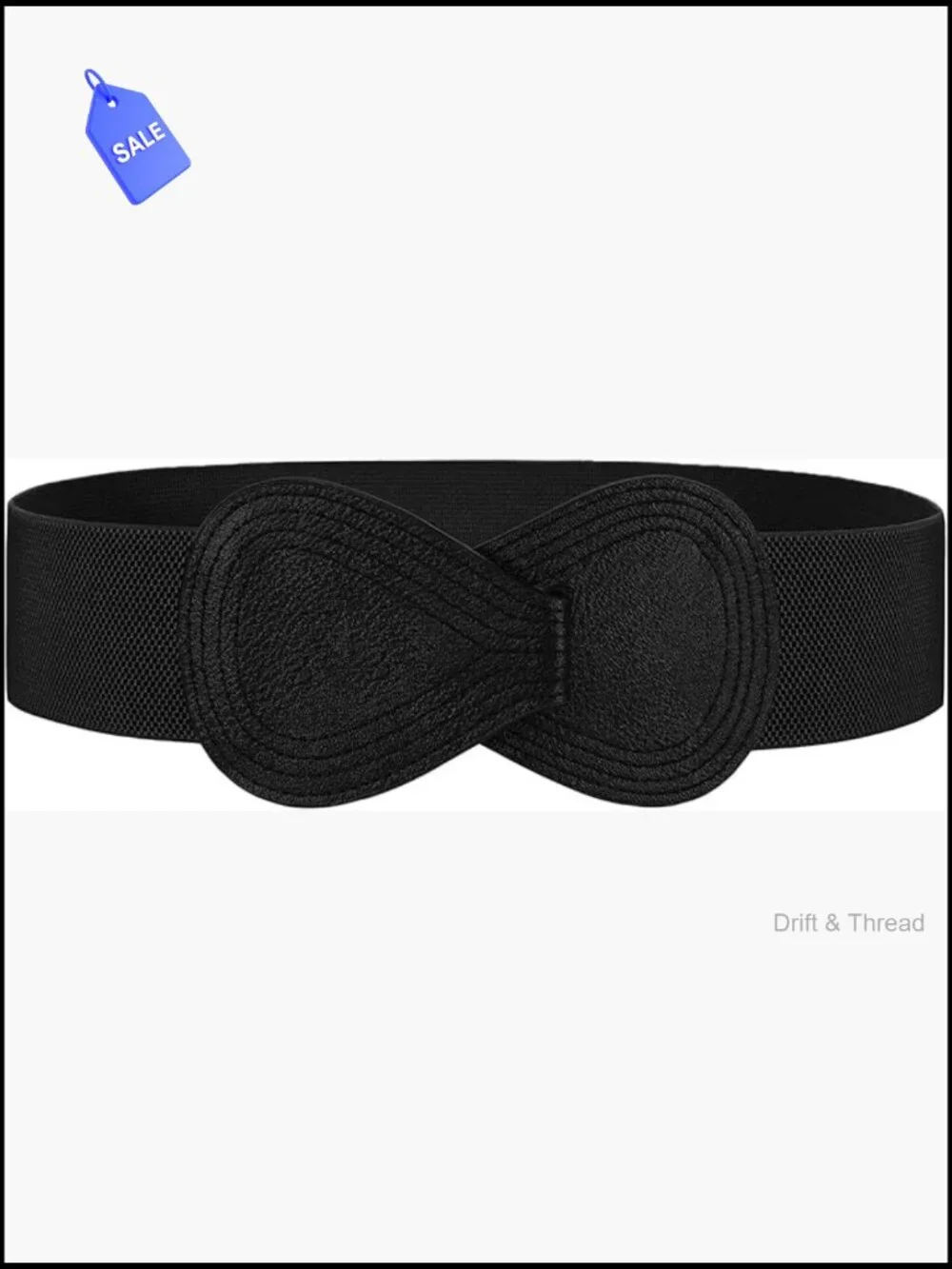 Wide Elastic Stretch Dress Belt with Interlock Leather Buckle
